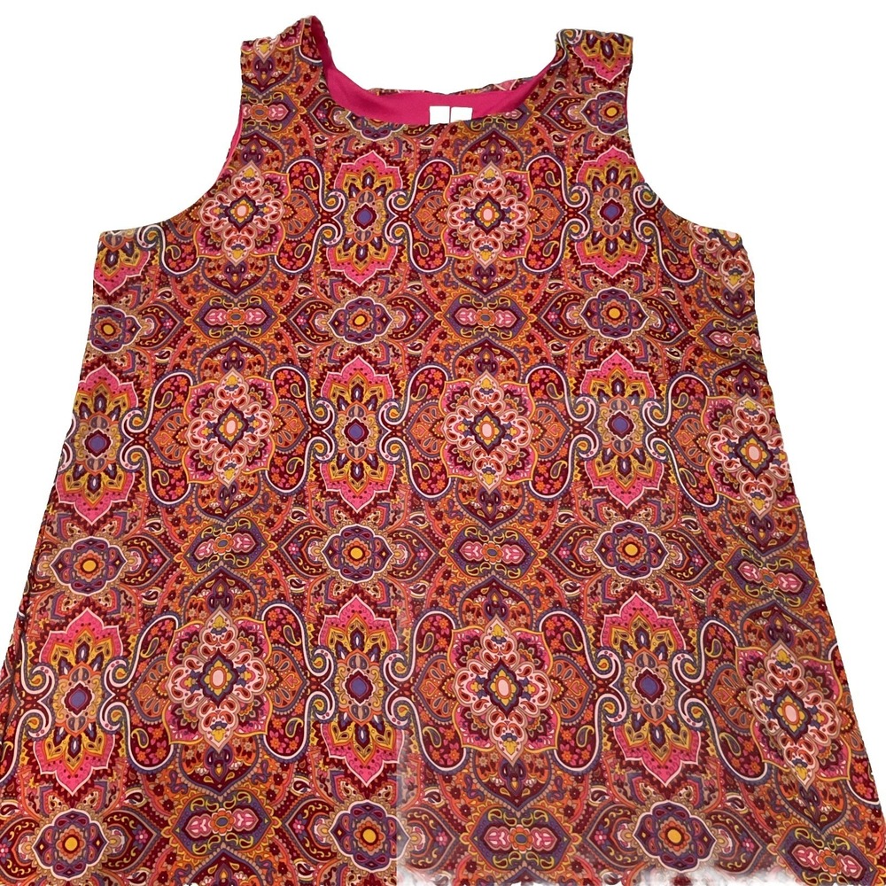 Tacera Shift Dress Size Large Sleeveless Lined Paisley‎ House Dress G1